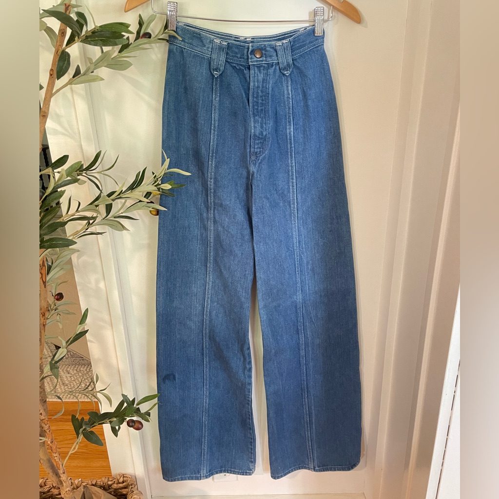 Vtg Maverick Wide Leg Flare High Waist Seamed Bell Bottoms